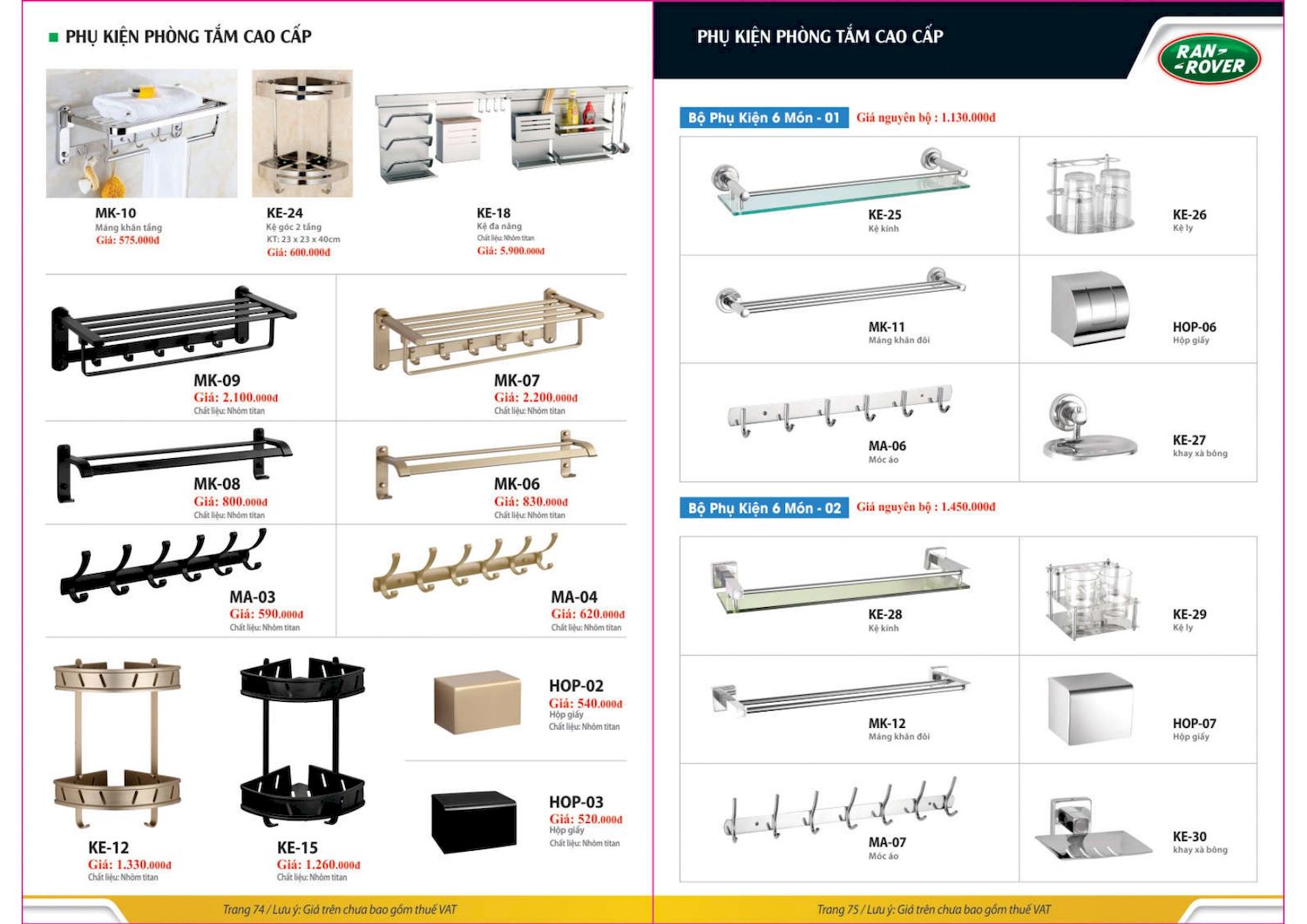 Thiết bị vệ sinh RANROVER Catalogue và Bảng giá mới nhất /Page 38